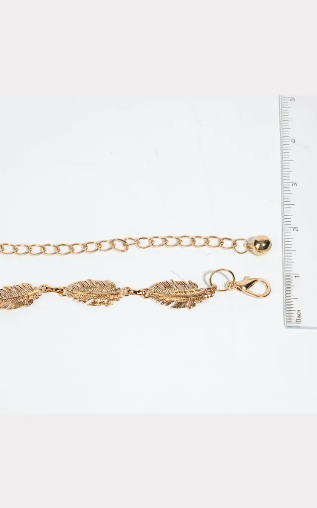 Rose Marie Metallic Leaf Chain Link Belt