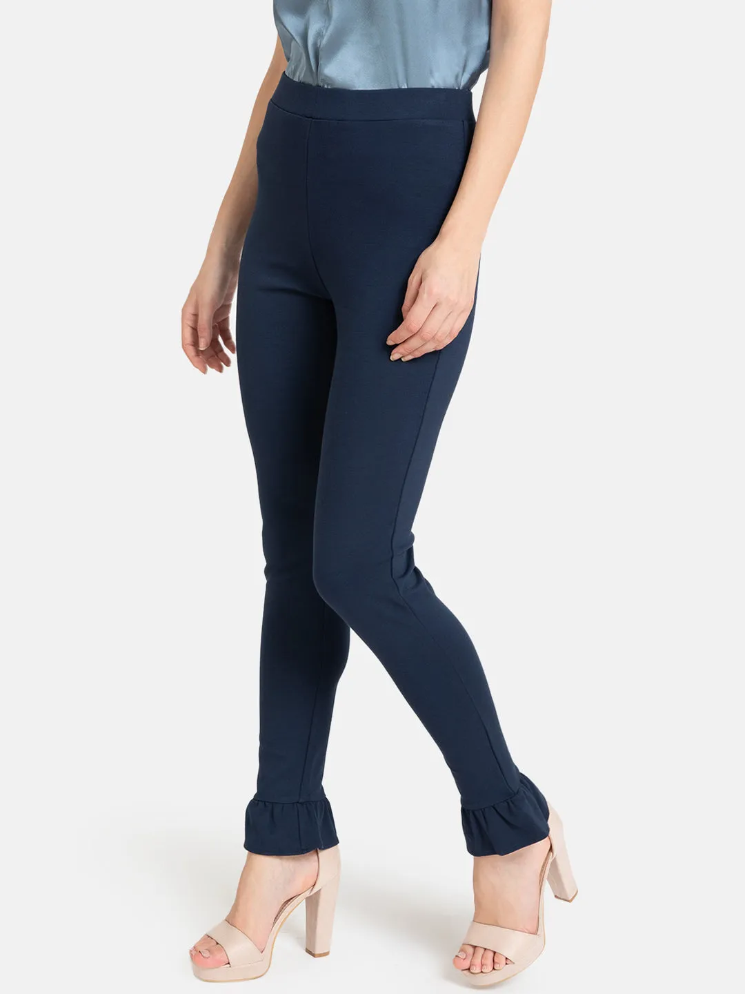 Ruffle At Hem Detail Jeggings