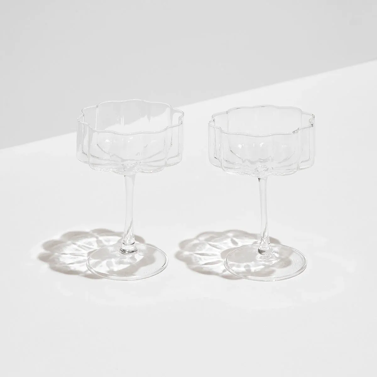 Scalloped Coupe Glasses Set - (3 colors)