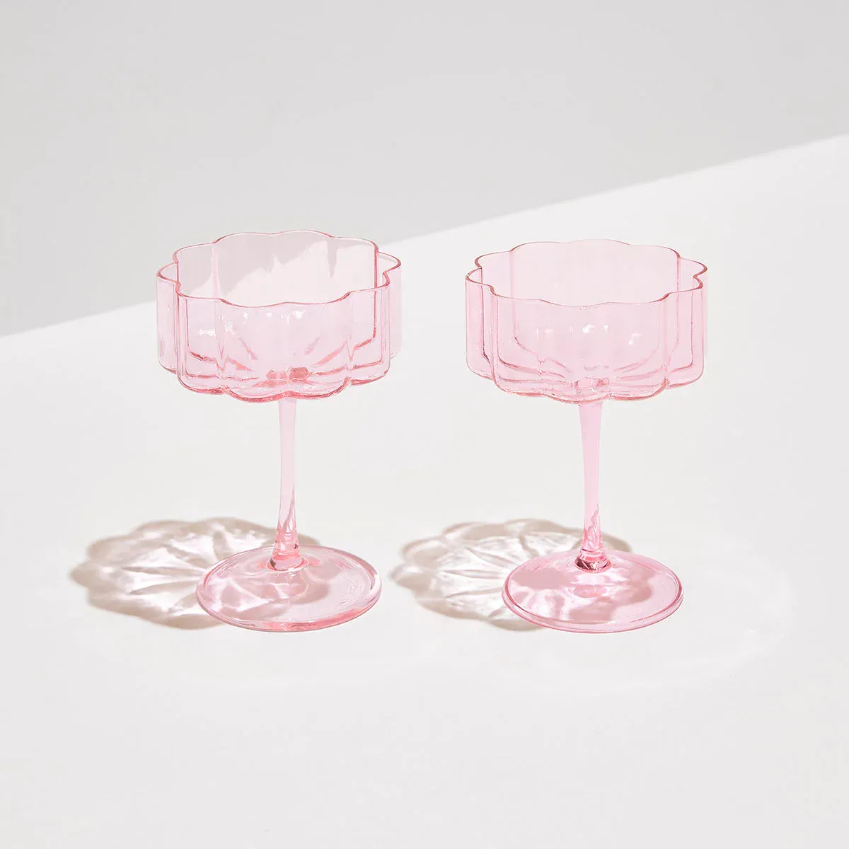 Scalloped Coupe Glasses Set - (3 colors)