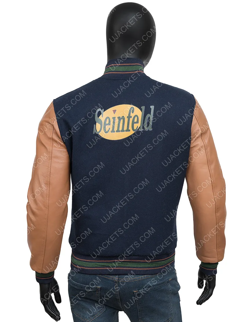 Seinfeld Leather Sleeves Bomber Jacket | Seinfeld Leather Sleeves Jacket