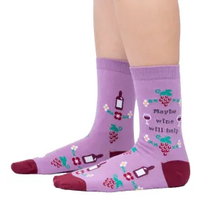 SOCK it to me Women's Crew Socks (Prints) - Maybe Wine Will Help