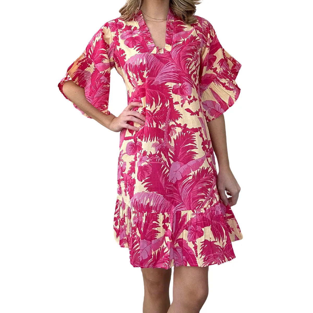 Soleil Mini Dress - Pink Palm