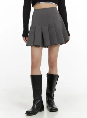 Solid Pleated Cotton Mini Skirt CM427