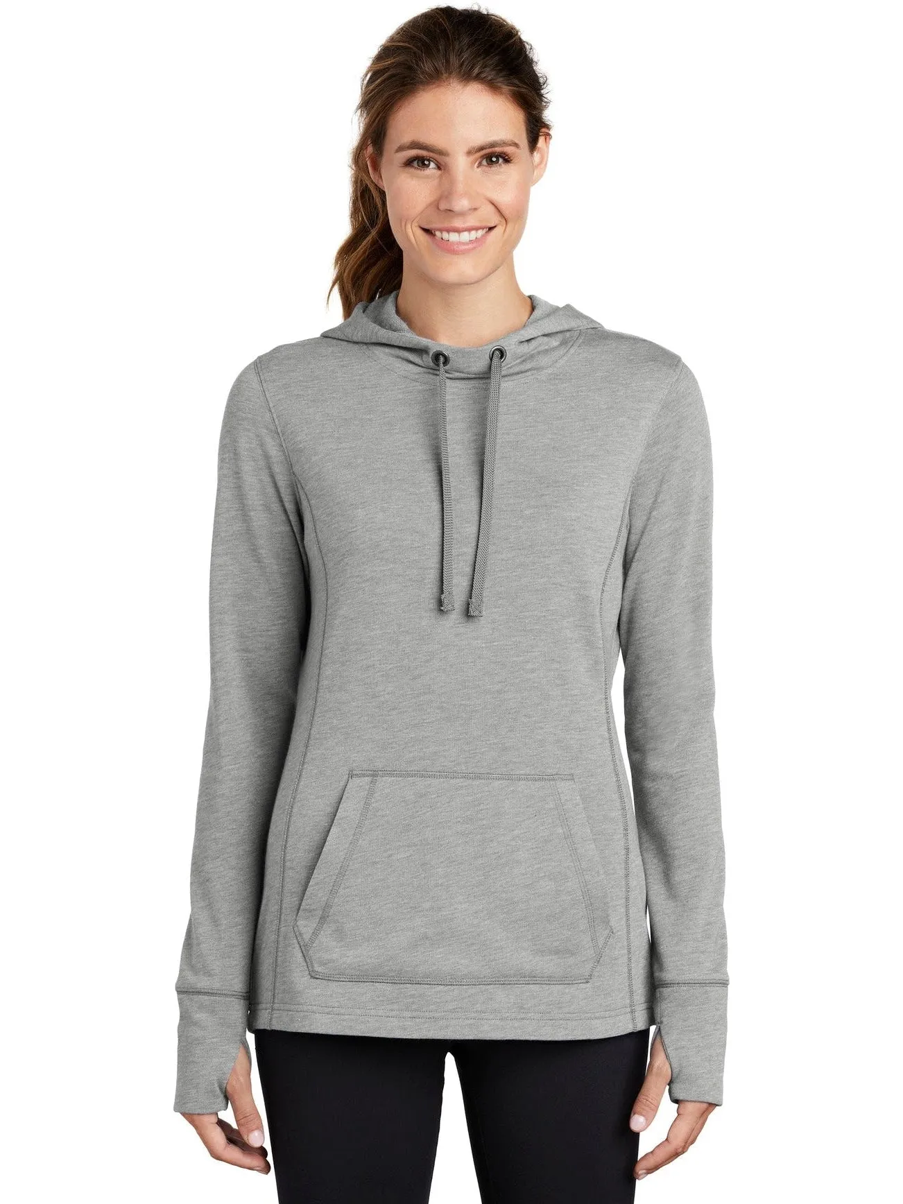 Sport-Tek Ladies Posicharge Tri-Blend Wicking Fleece Hooded Pullover