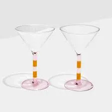 Striped Martini Glasses - (two colors)