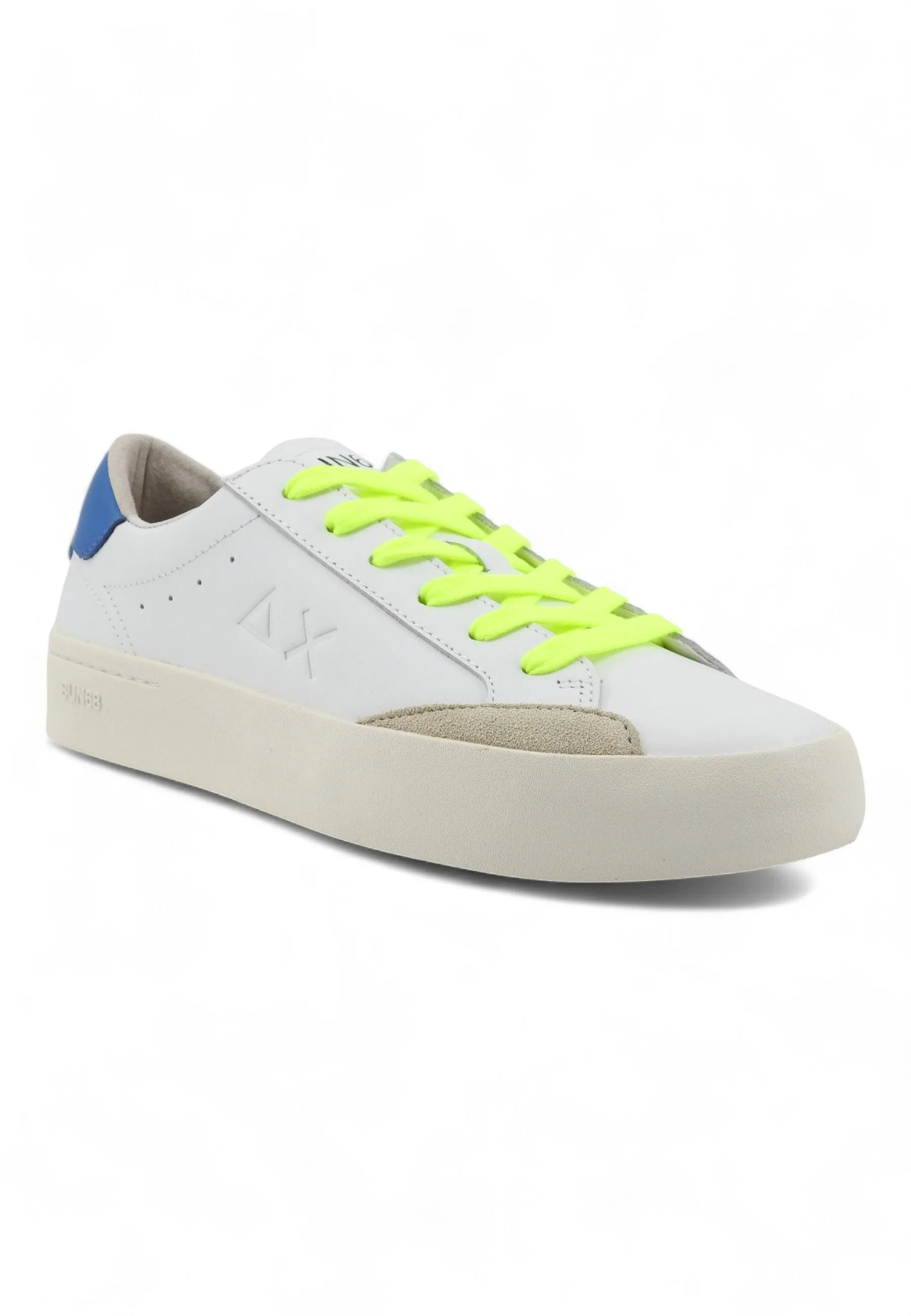 SUN68 Street Leather Sneaker Uomo Bianco Avio Z34140