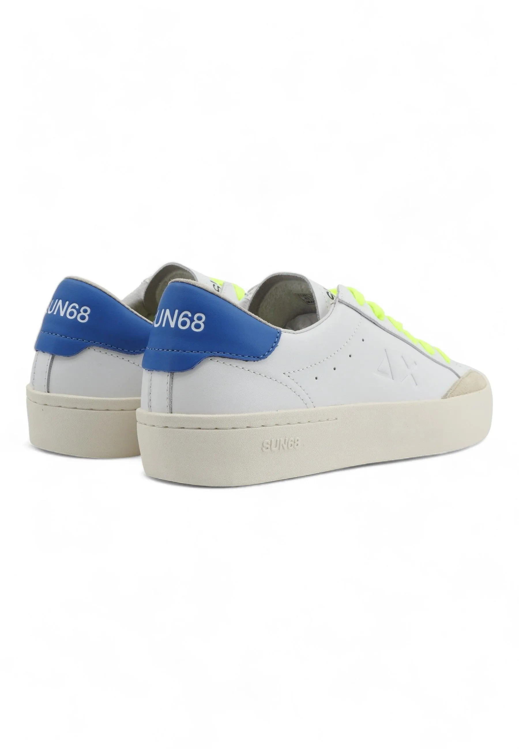 SUN68 Street Leather Sneaker Uomo Bianco Avio Z34140