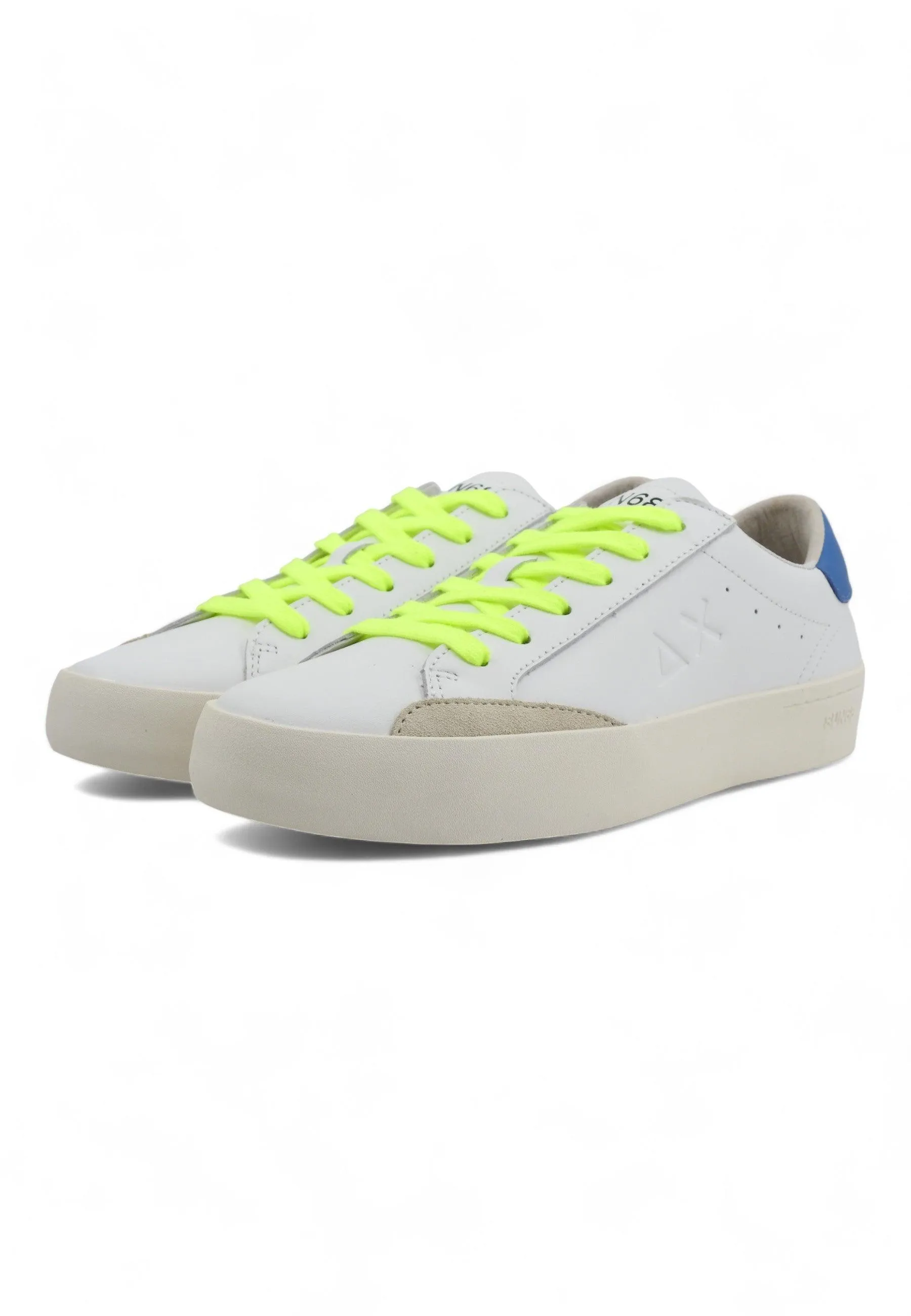 SUN68 Street Leather Sneaker Uomo Bianco Avio Z34140