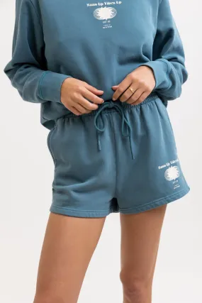 Suns Up Sweat Short Washed Teal