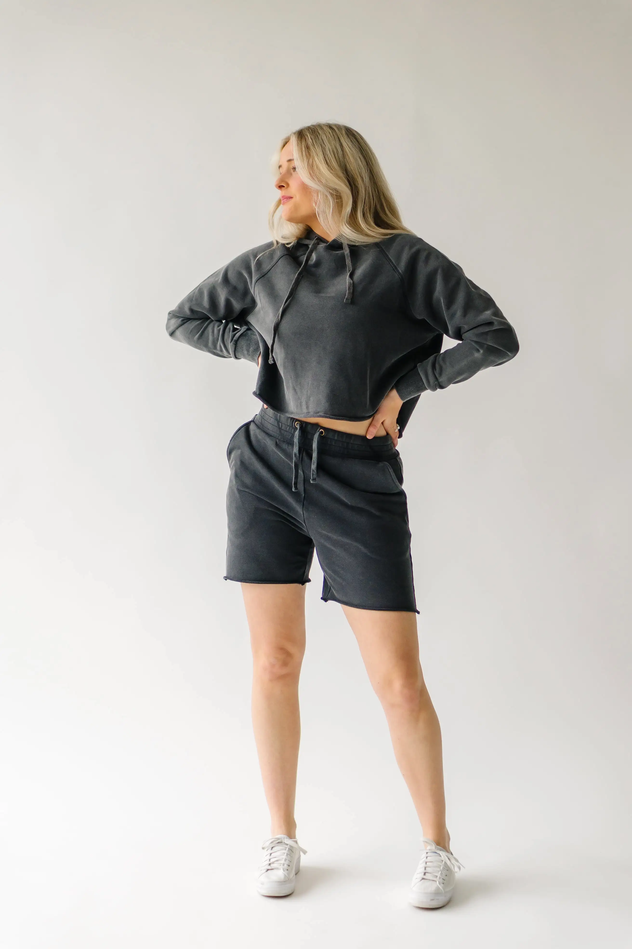 The Gretel Raw Edge Sweat-Shorts in Black