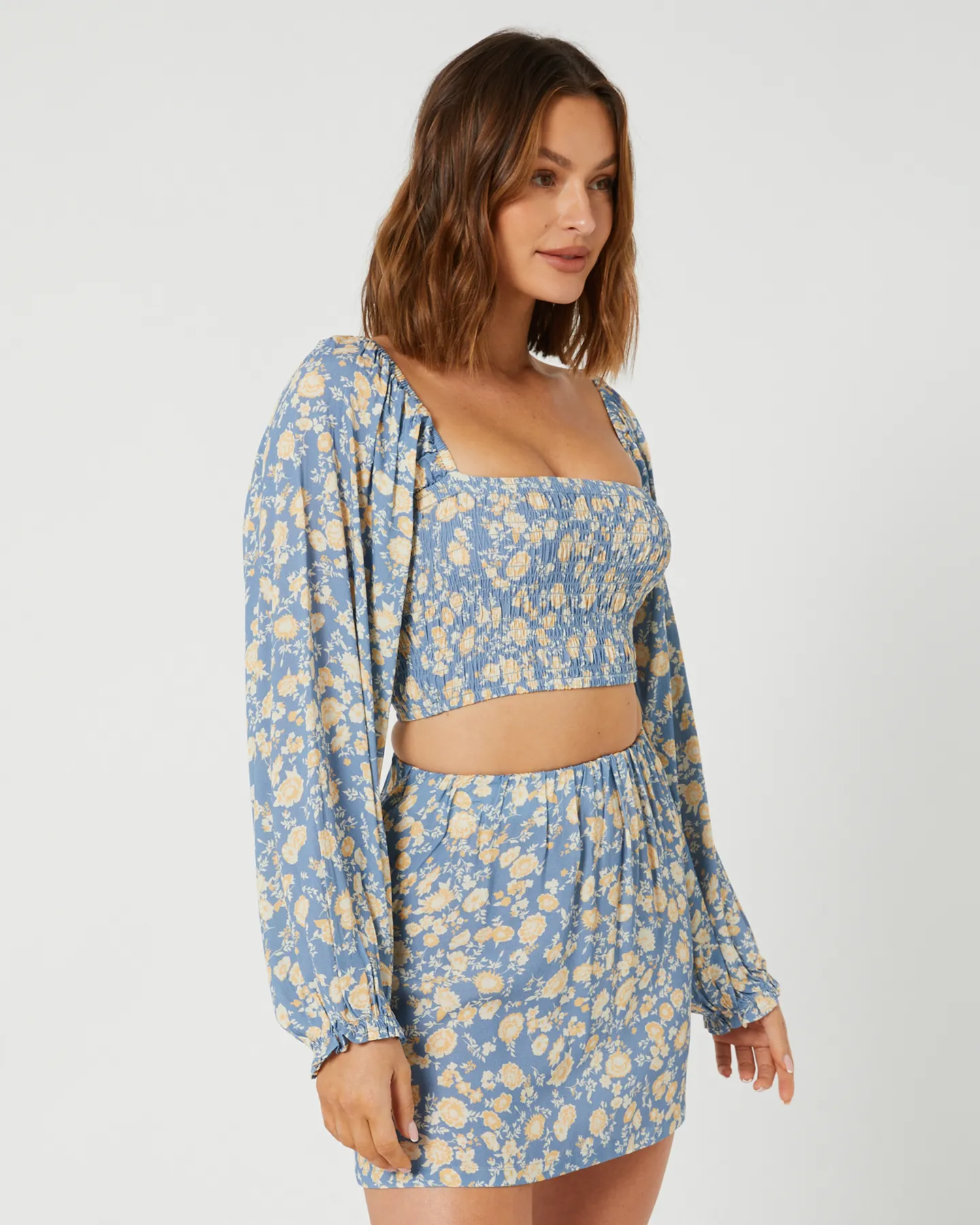 The Hidden Way Ramona Ls Shirred Top - Ramona Floral | SurfStitch