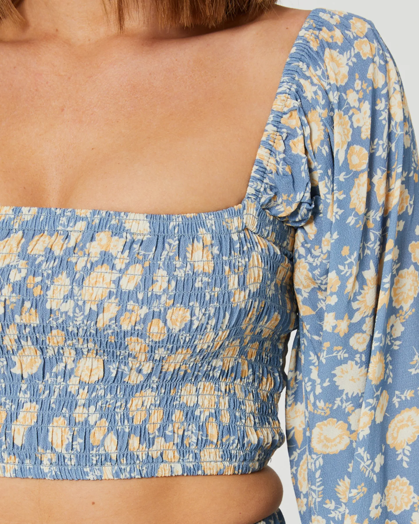 The Hidden Way Ramona Ls Shirred Top - Ramona Floral | SurfStitch