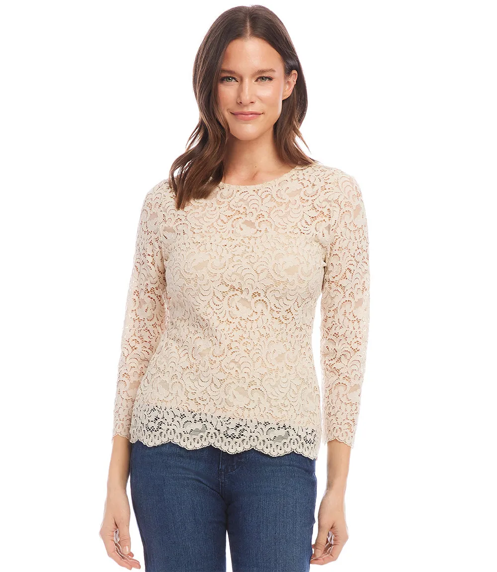 Three Quarter Sleeve Lace Top