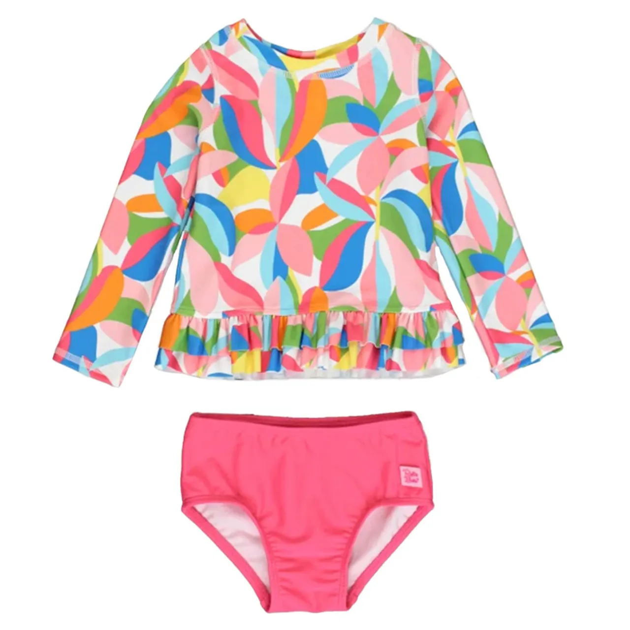 Toddler Girls' RuffleButts Ruffle Hem Rash Guard Two Piece