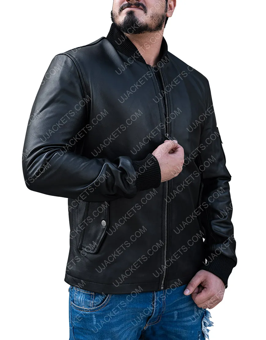 Tommy Egan Power Black Bomber Jacket | Joseph Sikora Leather Jacket