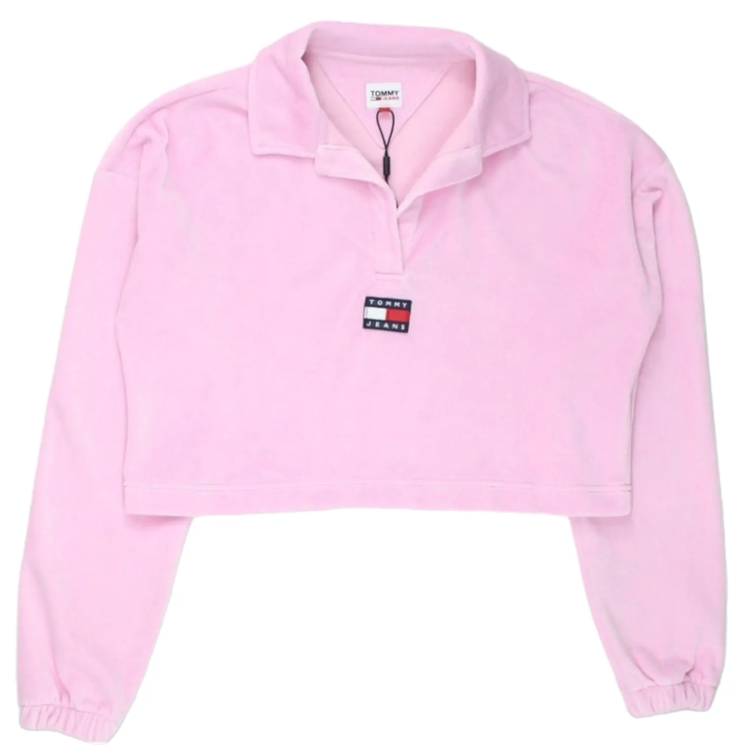 Tommy Jeans Pink Crop Velour Top