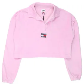 Tommy Jeans Pink Crop Velour Top