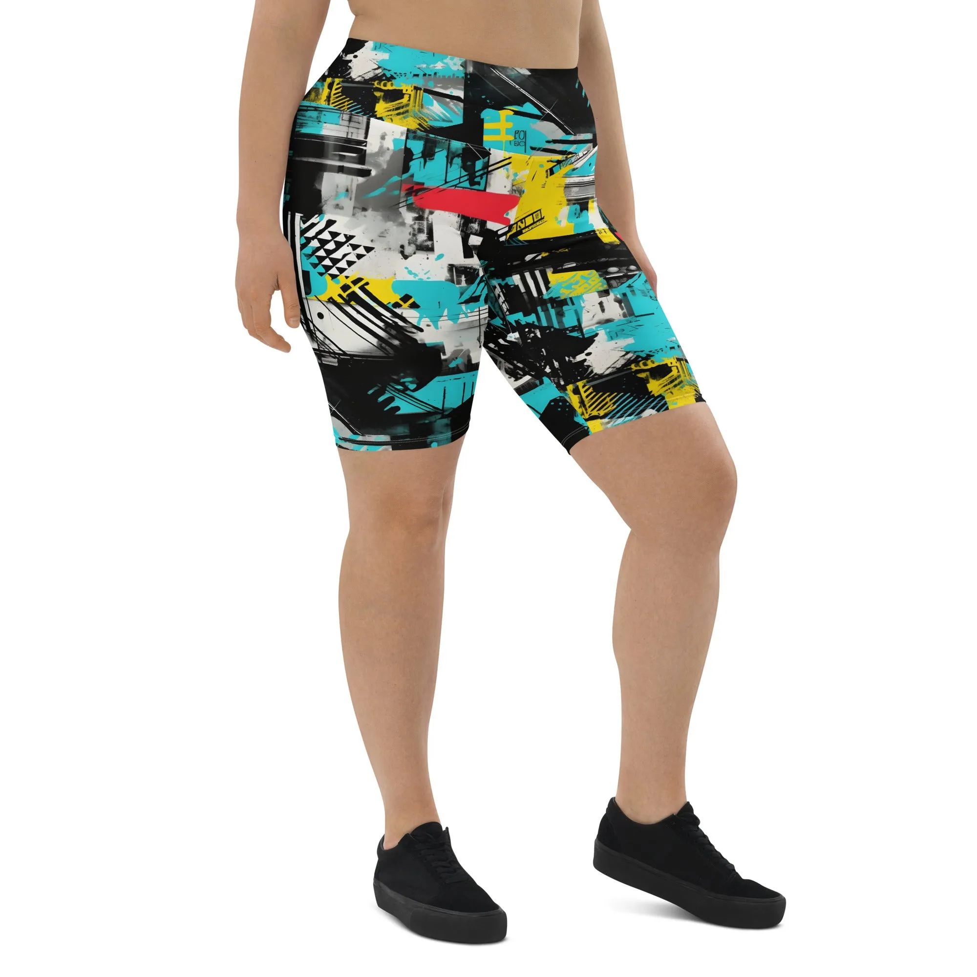 Tropical Tempo: Women's Mile After Mile Biker Shorts - Tropical Thunder 001