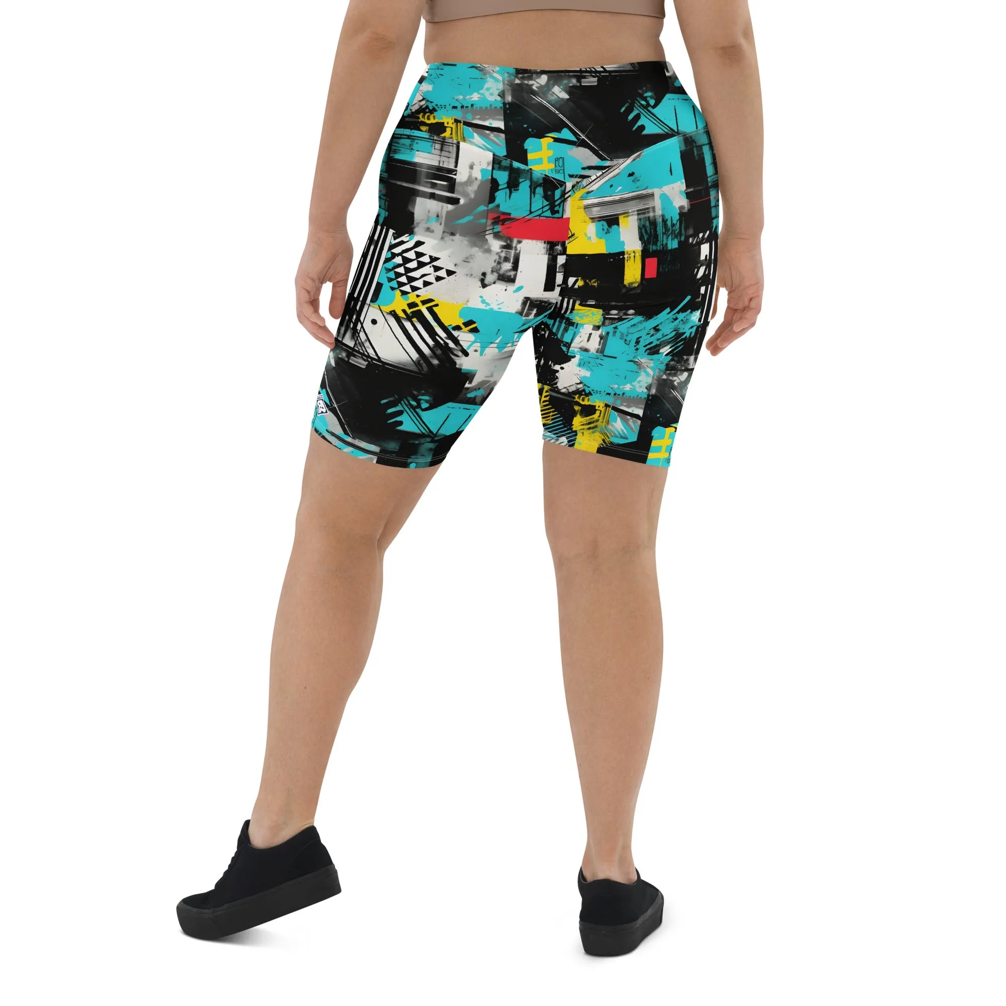 Tropical Tempo: Women's Mile After Mile Biker Shorts - Tropical Thunder 001