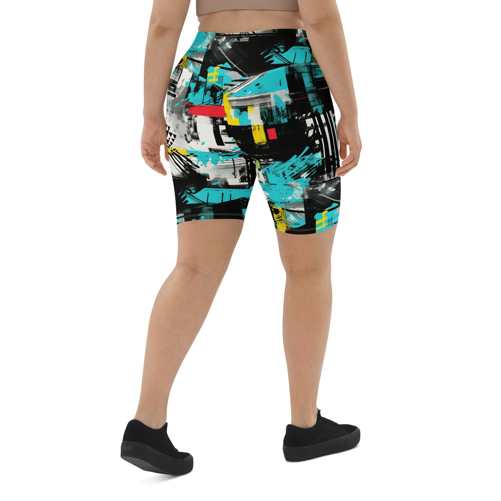 Tropical Tempo: Women's Mile After Mile Biker Shorts - Tropical Thunder 001