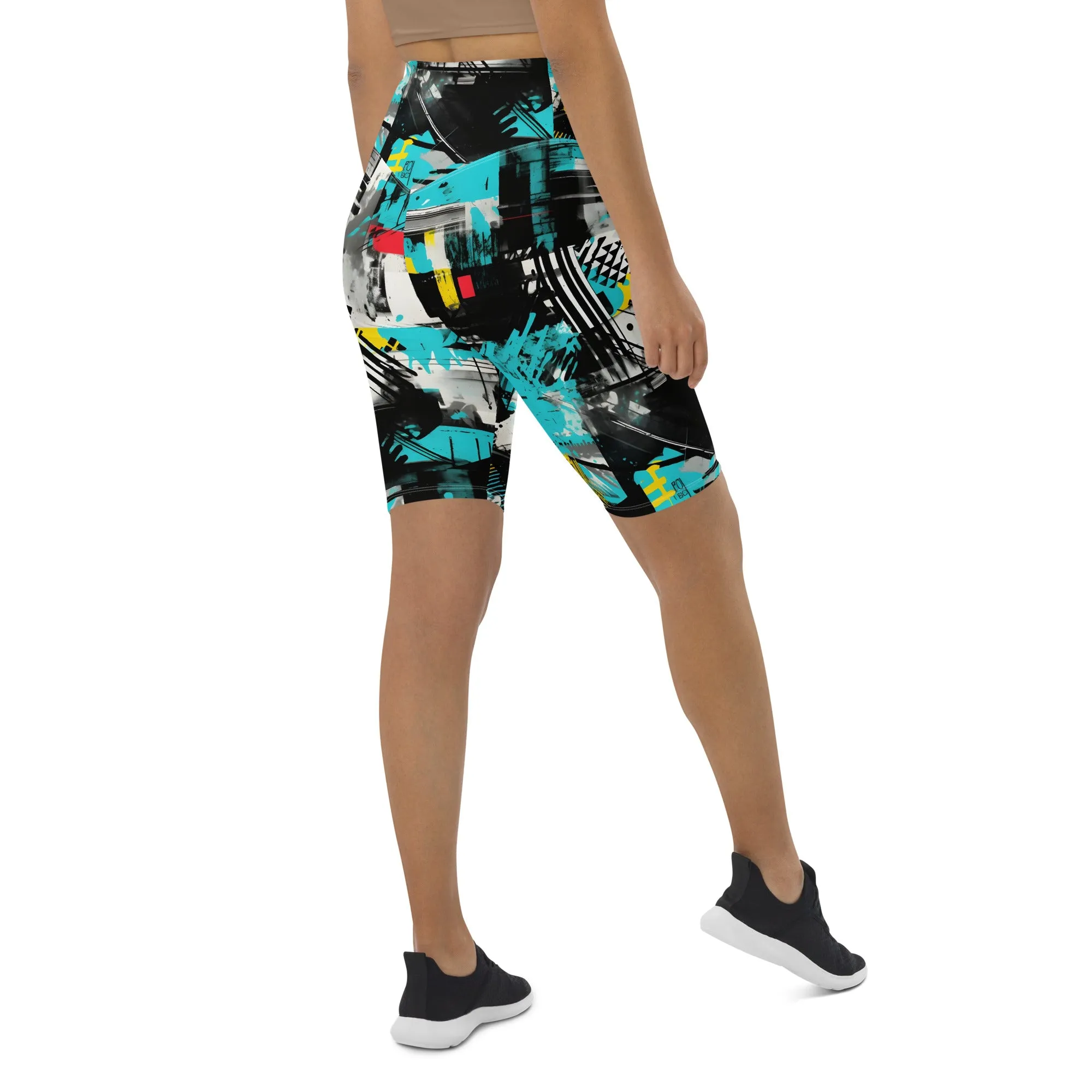 Tropical Tempo: Women's Mile After Mile Biker Shorts - Tropical Thunder 001