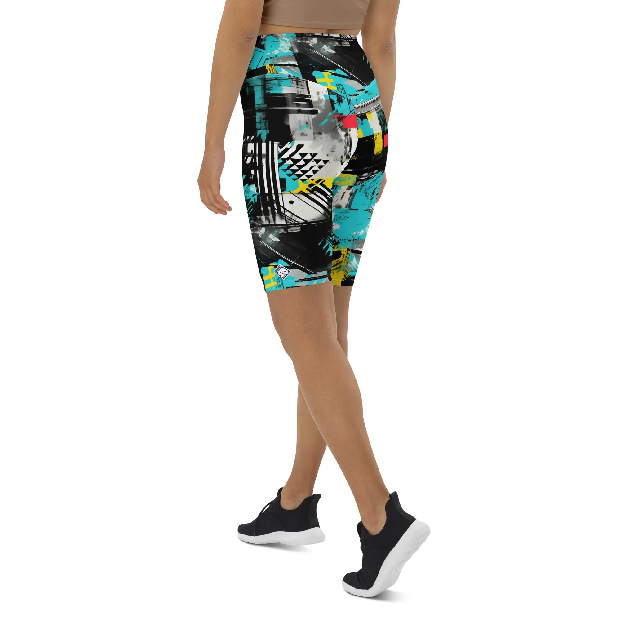 Tropical Tempo: Women's Mile After Mile Biker Shorts - Tropical Thunder 001