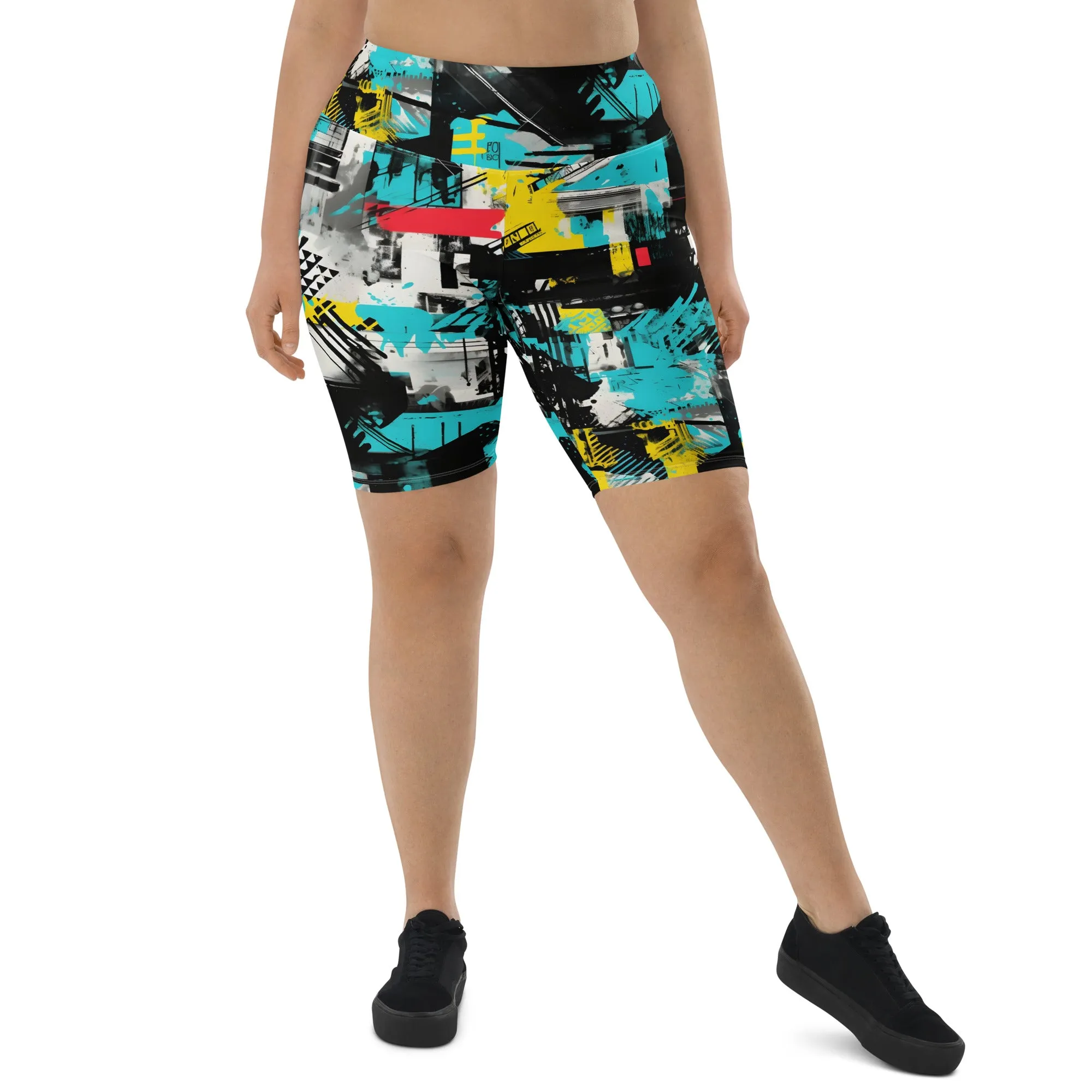 Tropical Tempo: Women's Mile After Mile Biker Shorts - Tropical Thunder 001