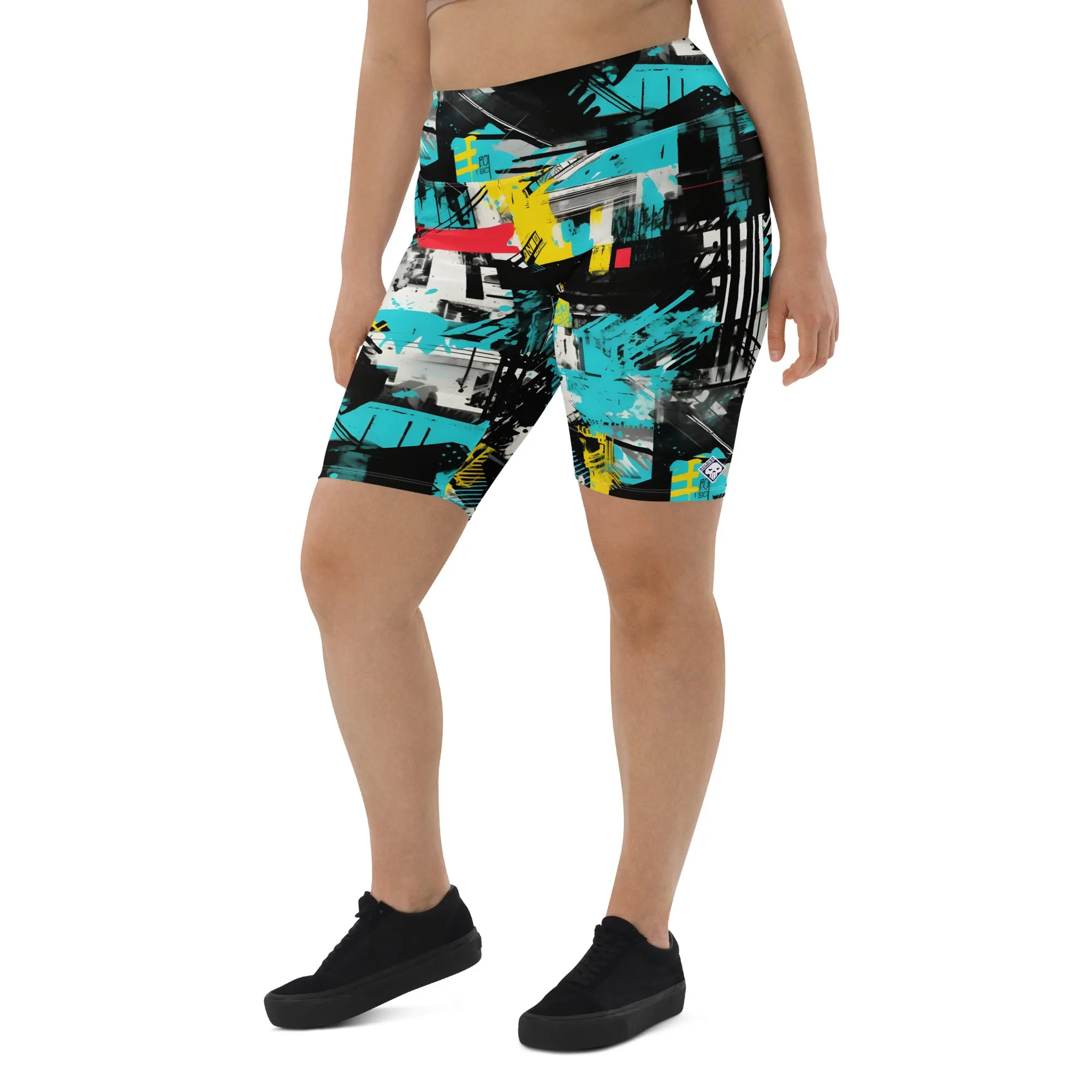 Tropical Tempo: Women's Mile After Mile Biker Shorts - Tropical Thunder 001