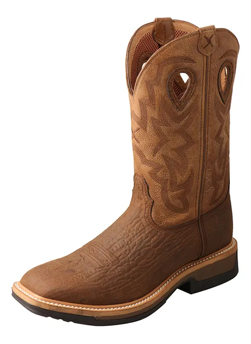 Twisted X Men’s 12″ Comp Toe Lite Waterproof Western Work Boot (MLCCW05)- Dark Brown/Tan