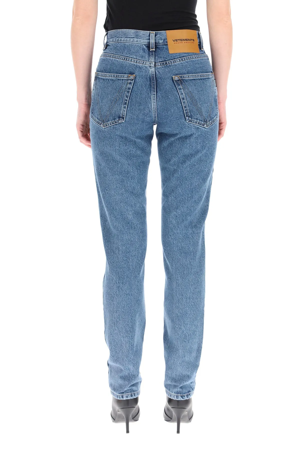 Vetements Logo Embellished Straight Leg Jeans