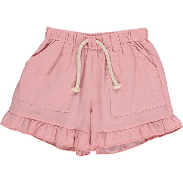 Vignette Brynlee Ruffle Hem 2-Large Pocket Shorts, Pink