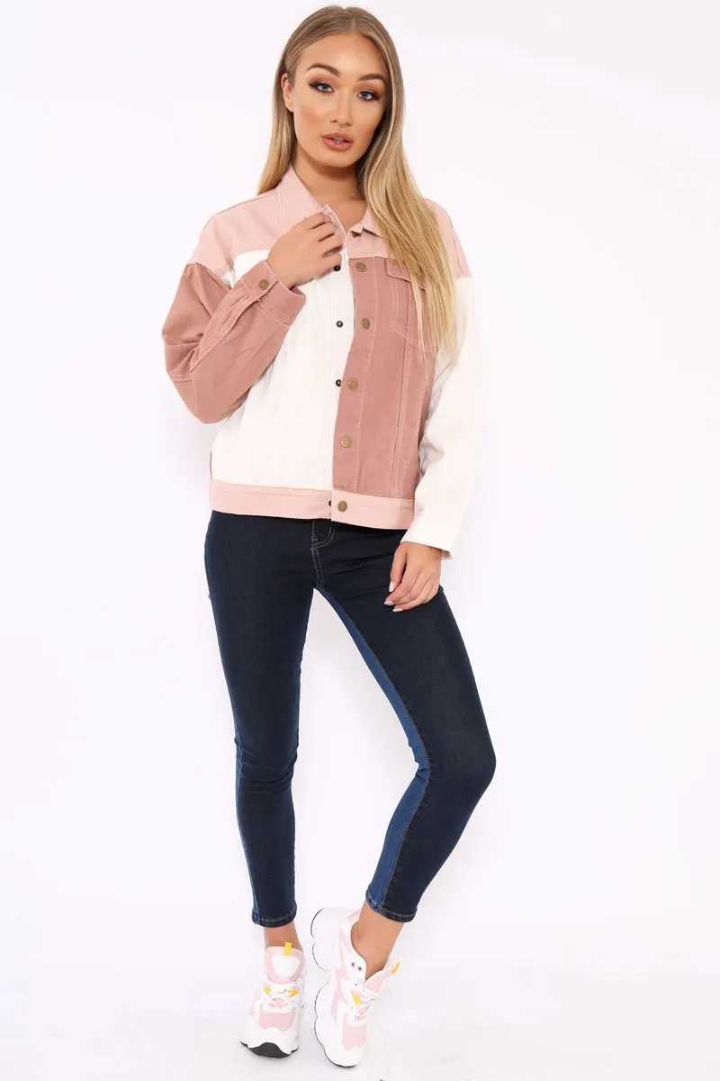 White Contrast Oversized Denim Jacket - Keeli