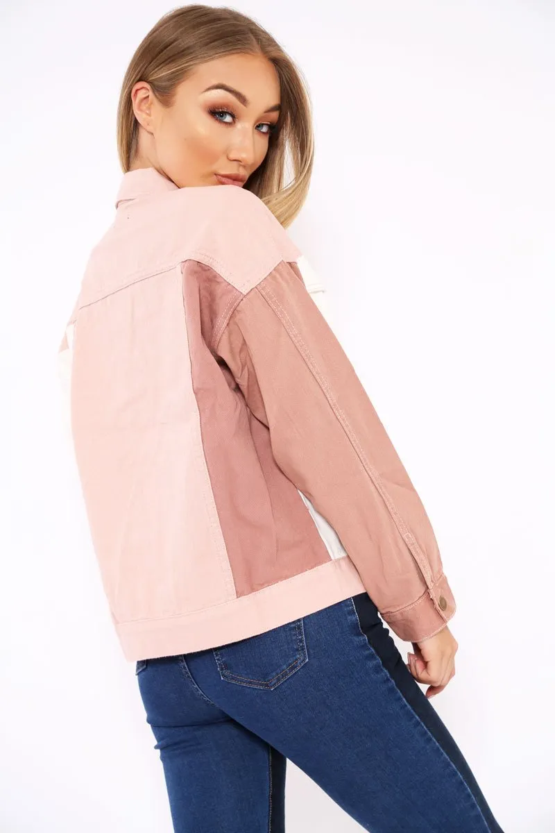 White Contrast Oversized Denim Jacket - Keeli