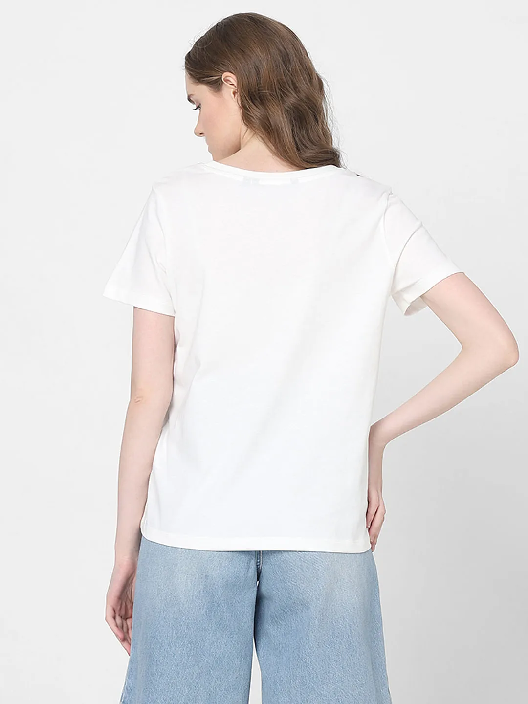 White Graphic Print T-shirt