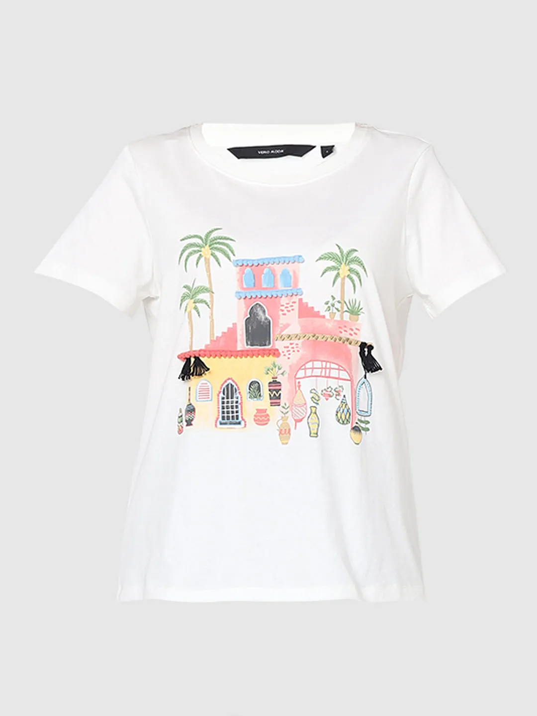 White Graphic Print T-shirt