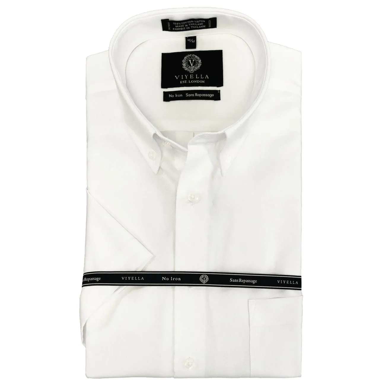 Wrinkle-Free Oxford Short Sleeve Sport Shirt in White by Viyella