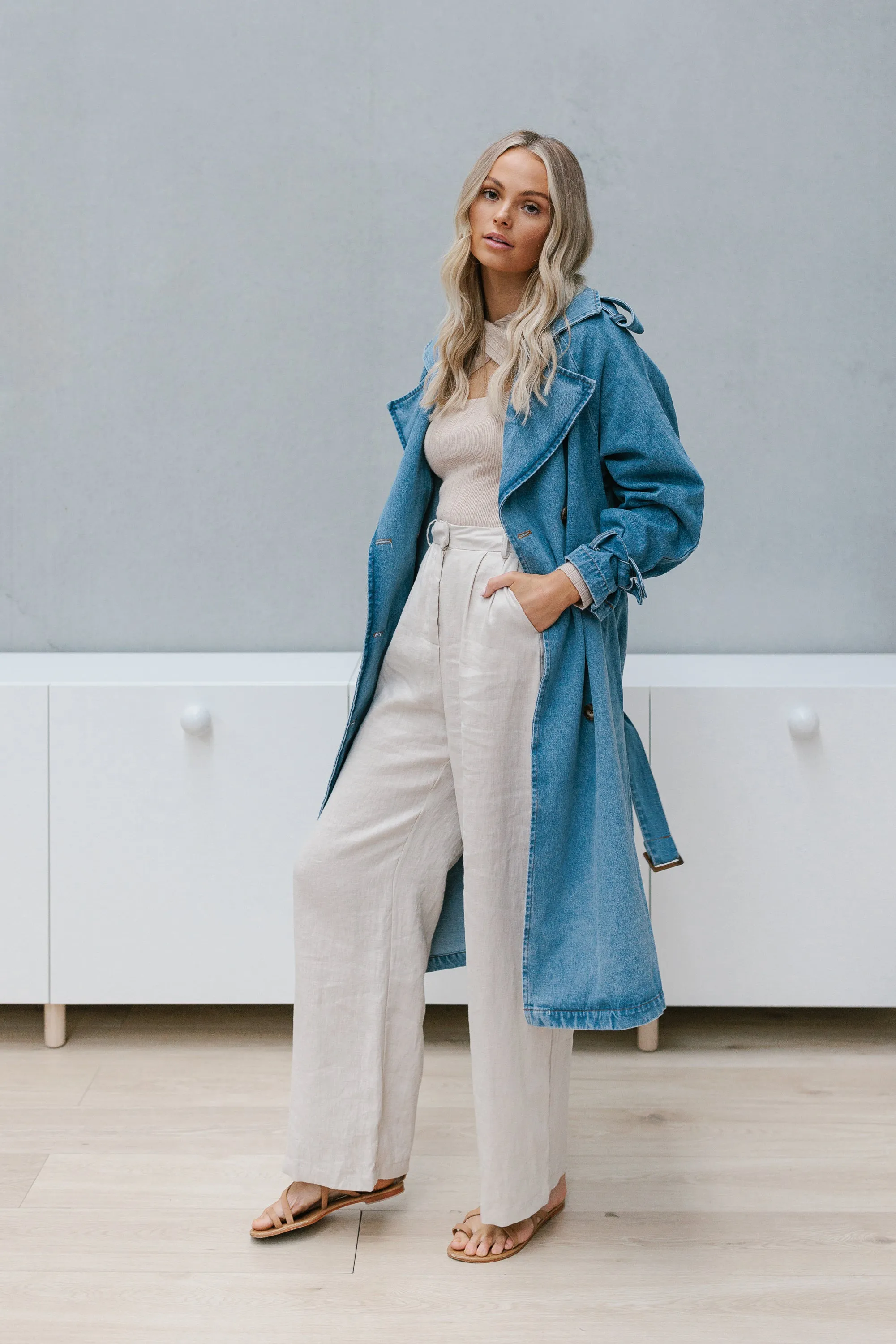 Yuki Trench Coat - Denim