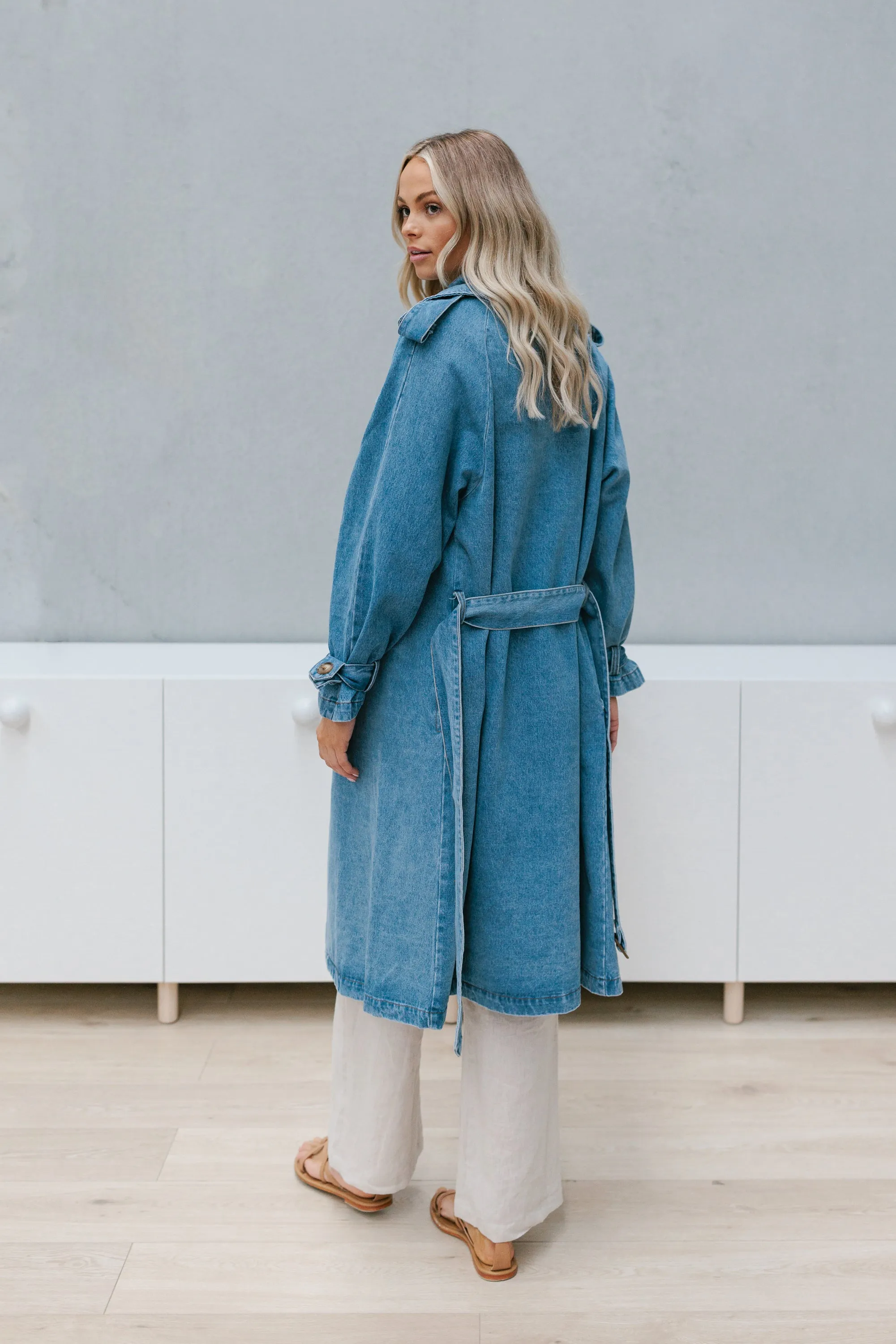 Yuki Trench Coat - Denim