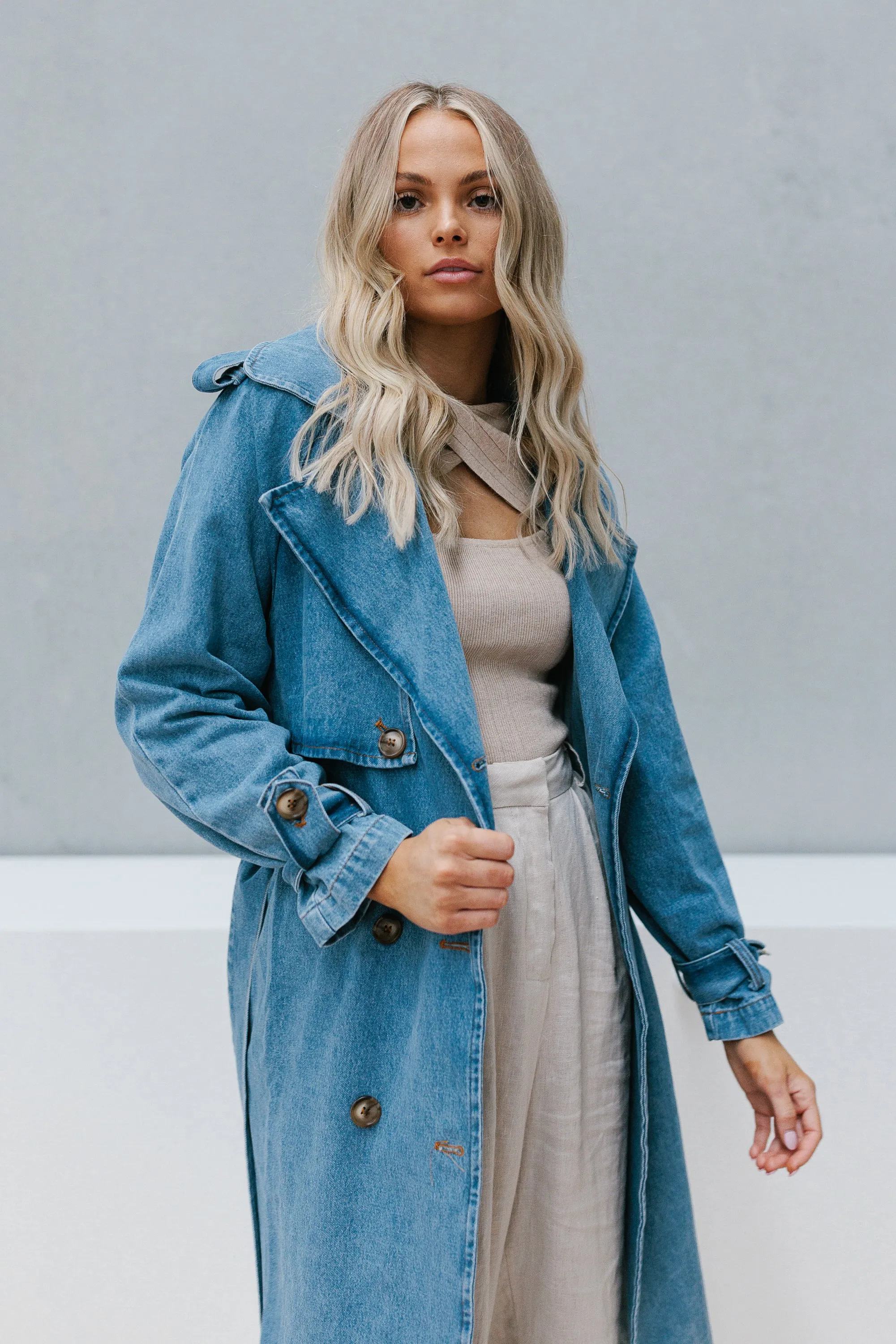 Yuki Trench Coat - Denim