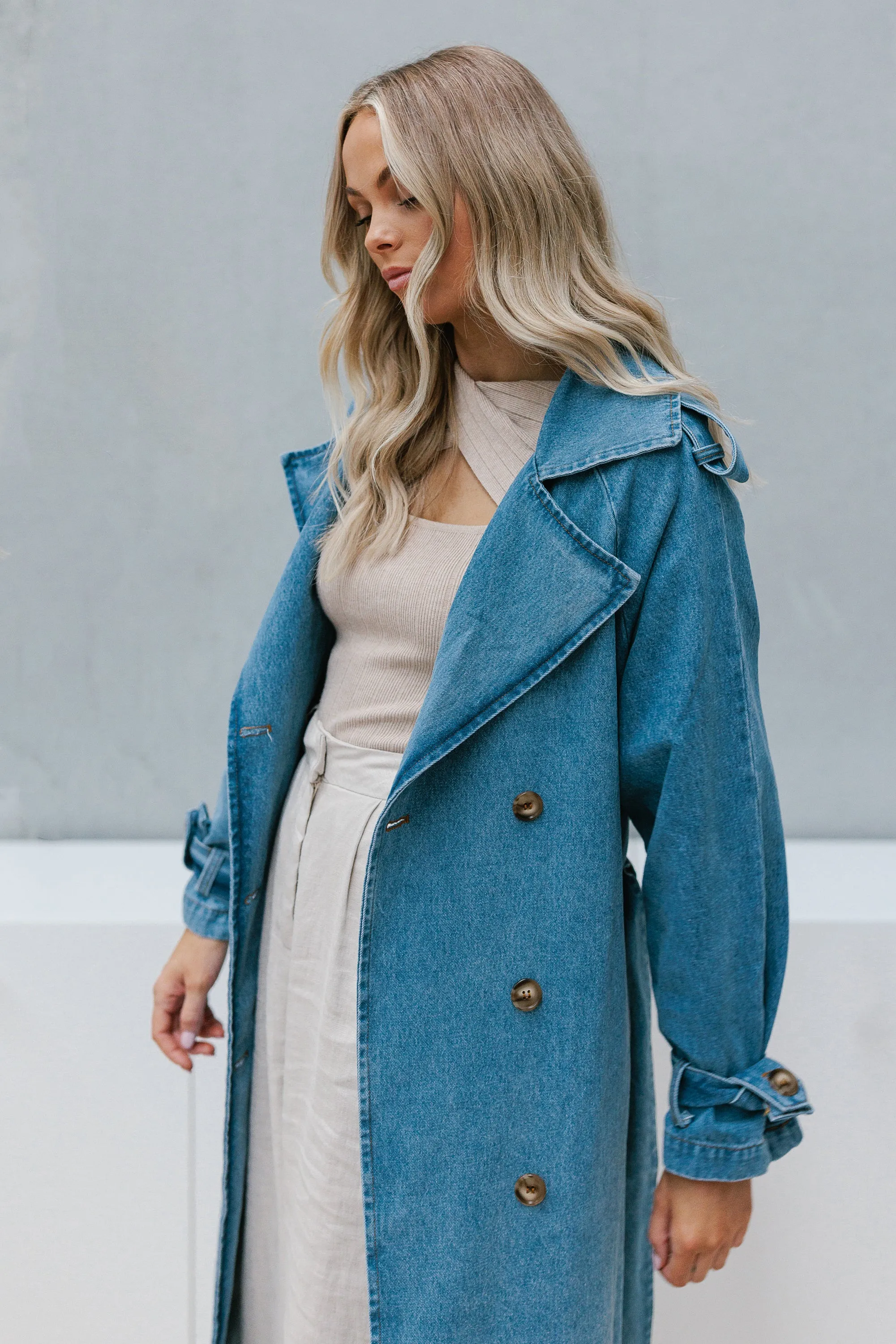 Yuki Trench Coat - Denim