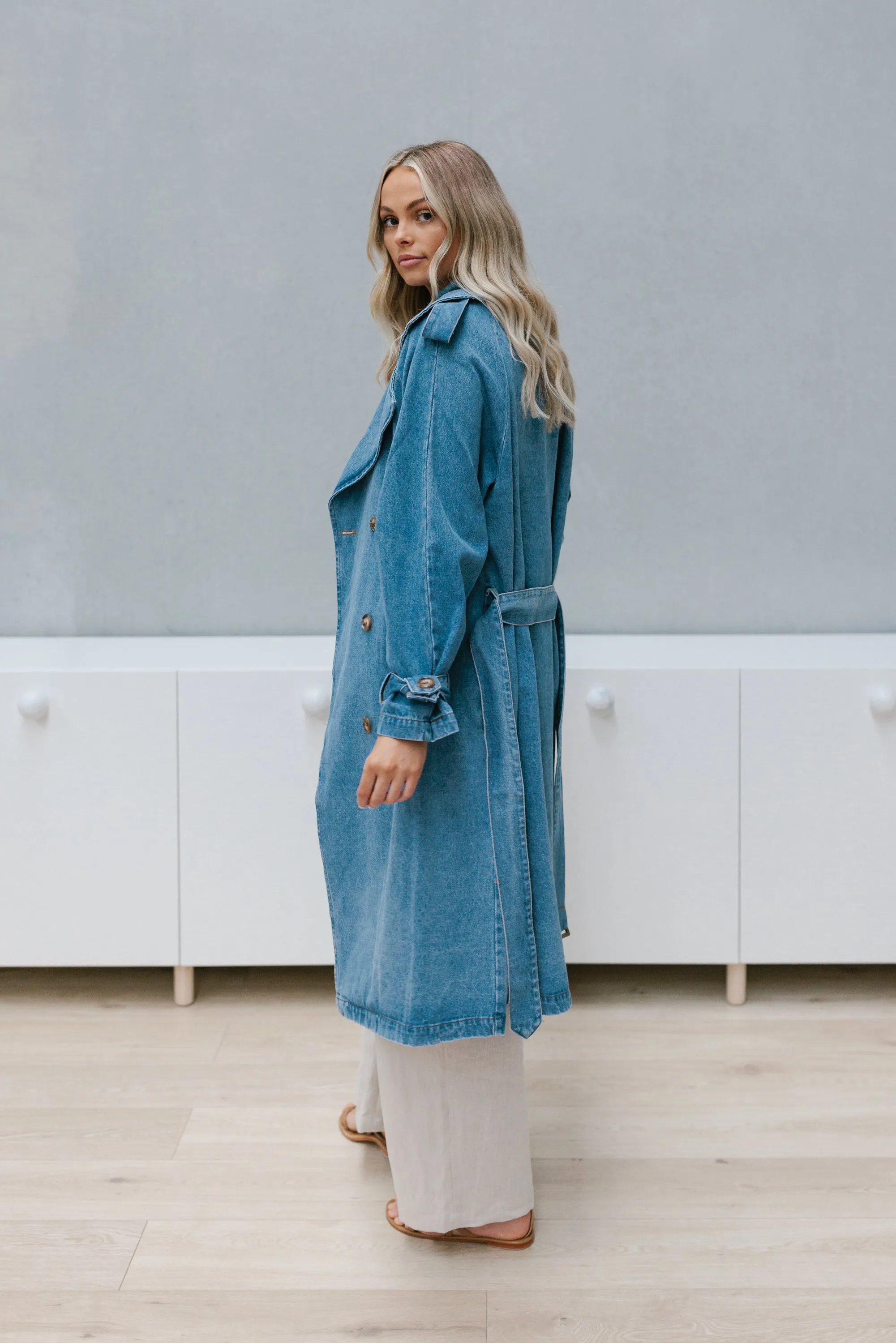 Yuki Trench Coat - Denim