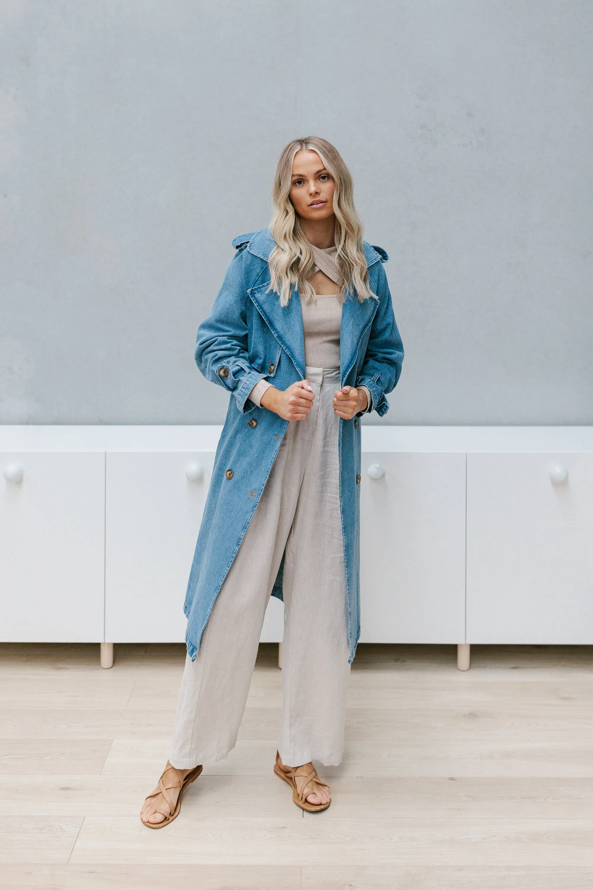 Yuki Trench Coat - Denim