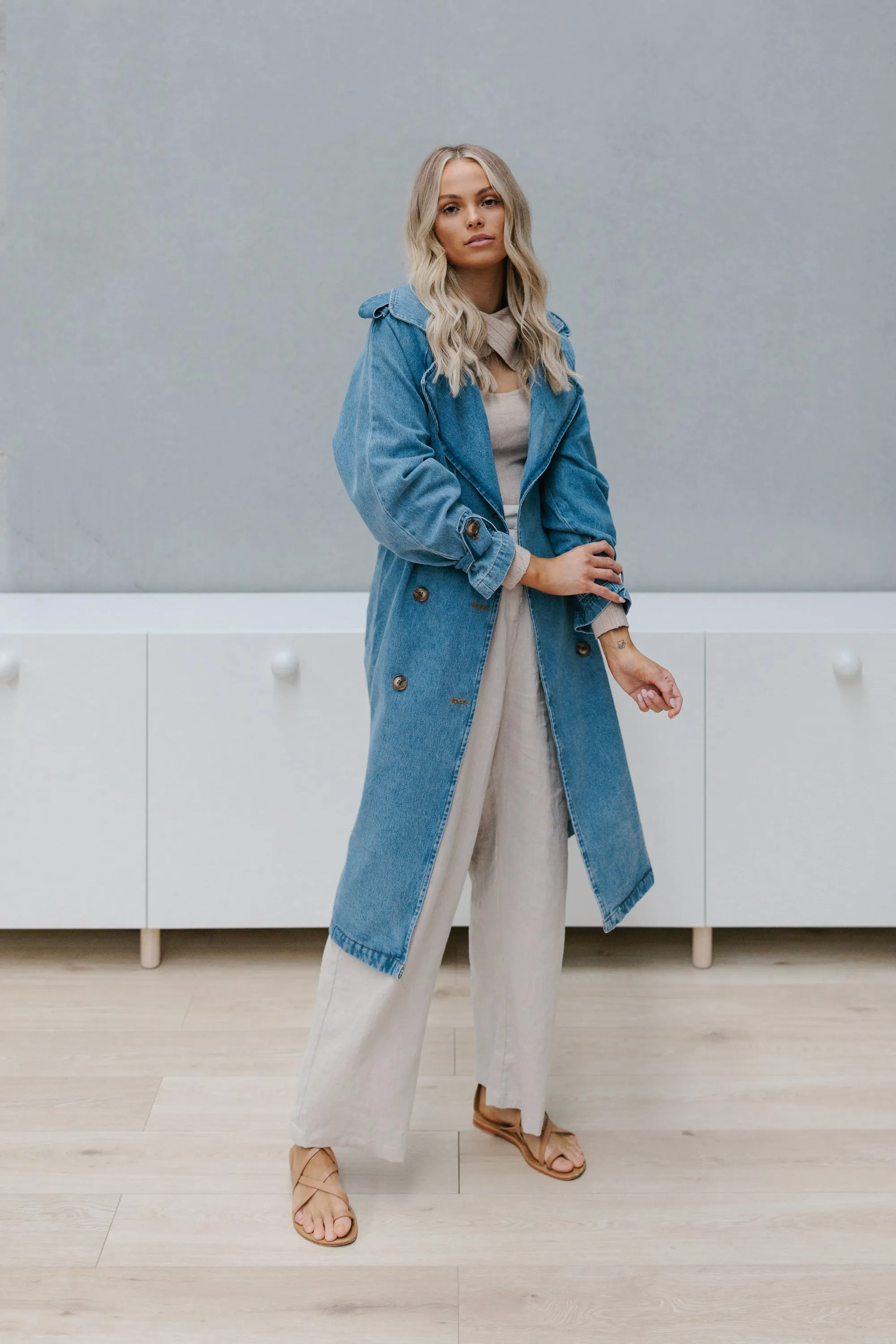 Yuki Trench Coat - Denim