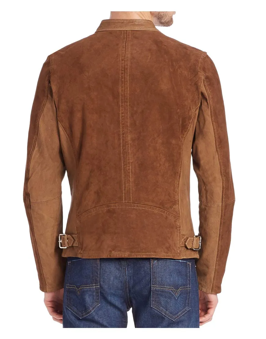 Zipper Casual Wear Mens Brown Suede Leather Jacket - UJackets